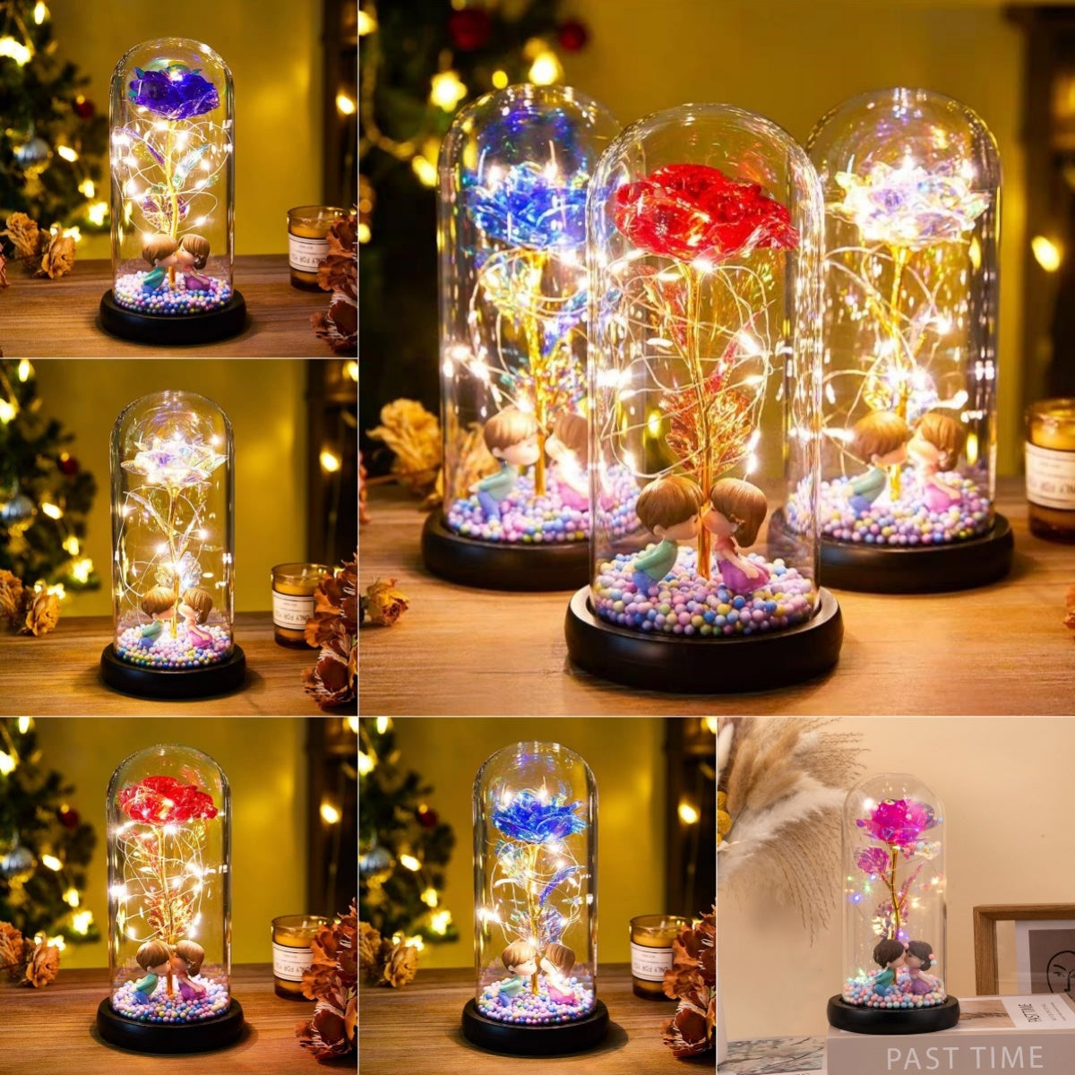 Eternal Rose LED Light Foil Flower In Glass Cover Night Lights Valentines Day Gifts Lamp Decor For For Home Bedroom Wedding Gift Valentine's Day Gifts